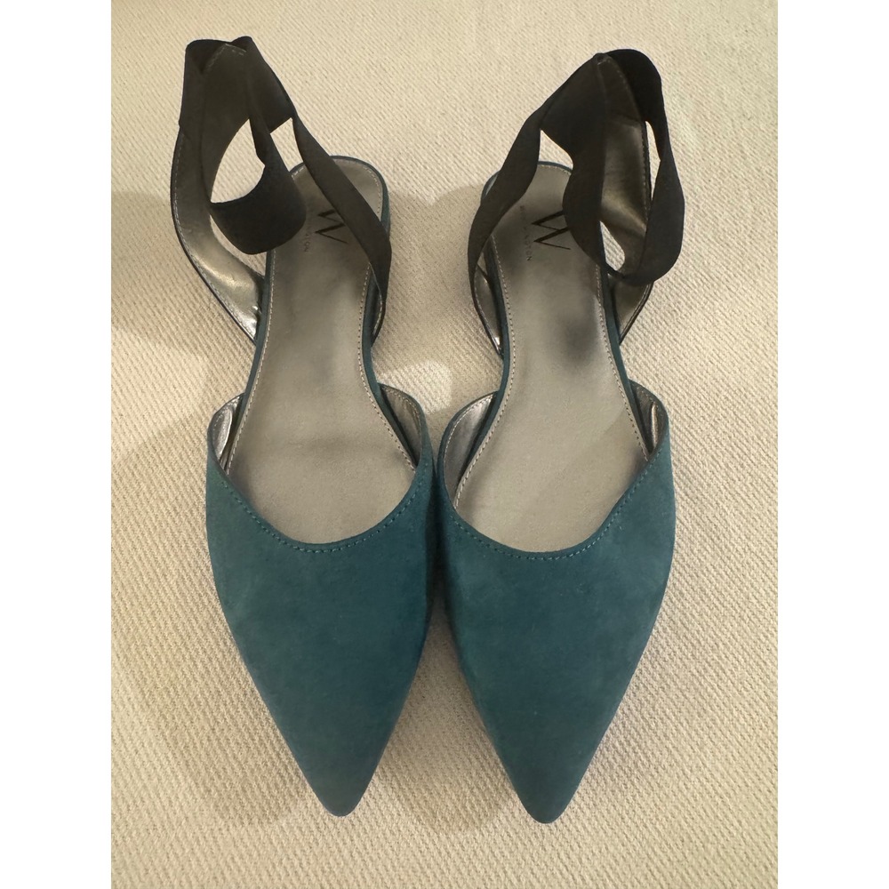 Worthington Teal Faux Suede Pointed Toe Ankle Wrap D'Orsay Mismatched 9.5 10